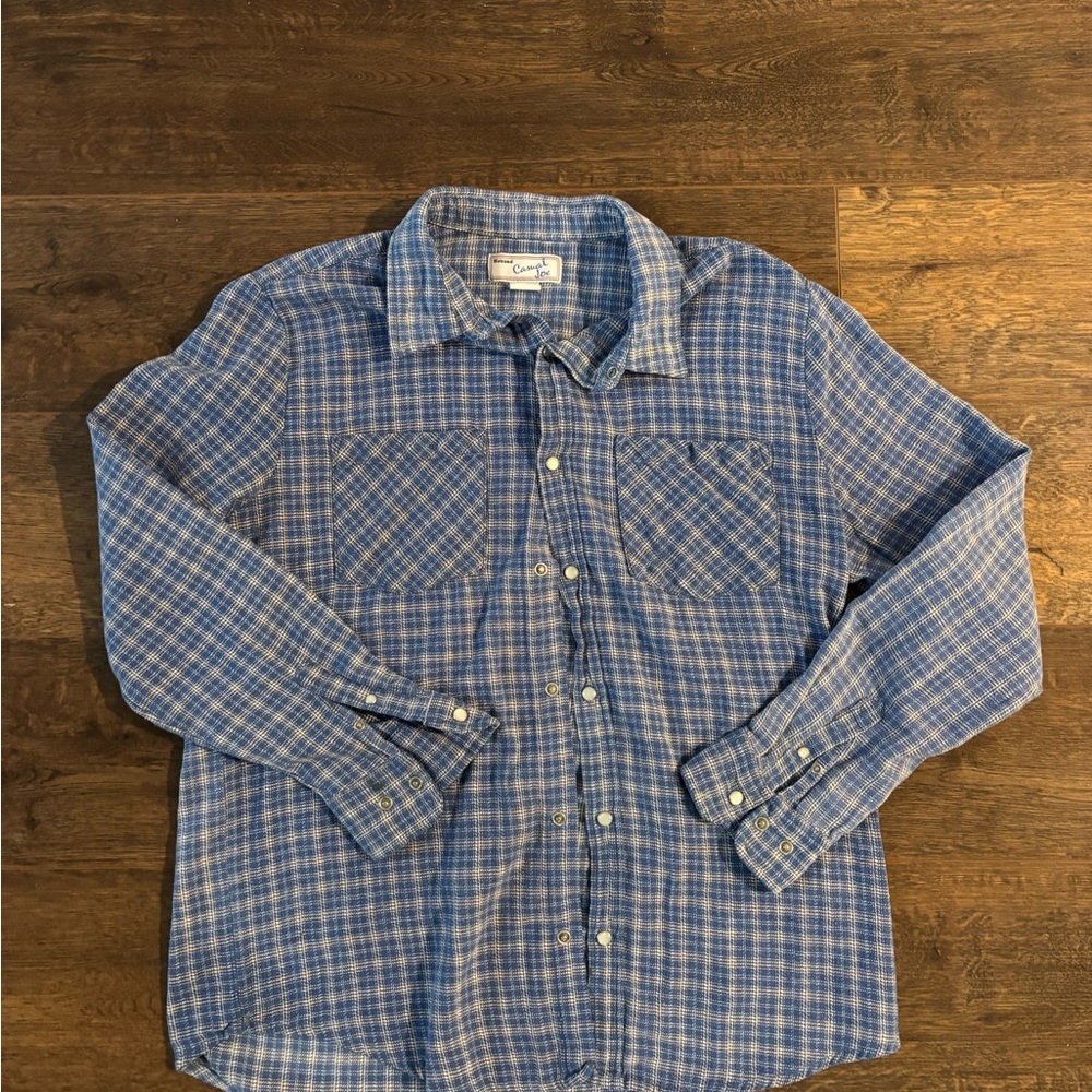 Haband Camel Joe Long Sleeve Pearl Snap Blue Shirt Men’s M